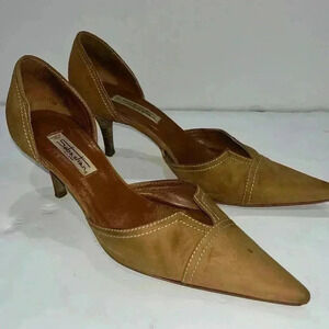 Sebastian Milano suede pointy toe slide on heels